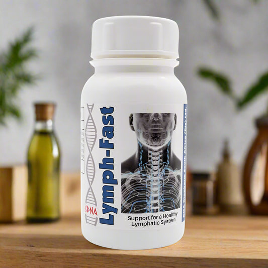 Bottle labeled 'Lymph Fast' Lymphatic system support