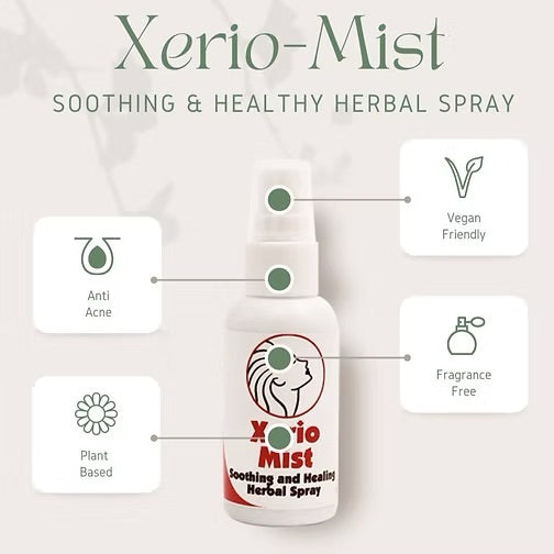 Xerio-Mist soothing and healthy herbal spray bottle for relief from Psoriasis