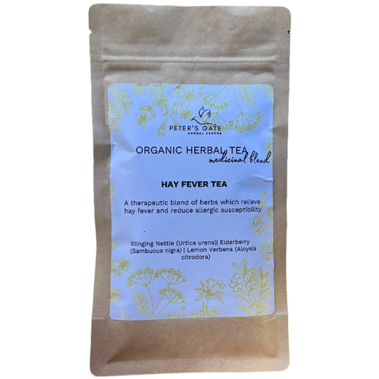 Organic herbal tea which relieves hay fever and allergic susceptibility