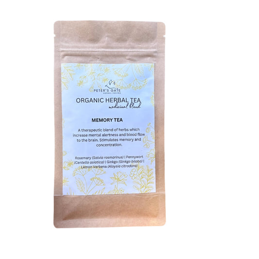 Organic herbal tea package for Memory & concentration for a very healty brain.