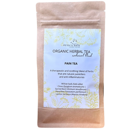 Organic herbal tea package for pain and inflammation