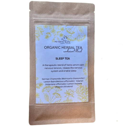 Organic herbal tea therapeutic blend that calms nervous tension and enable sleep