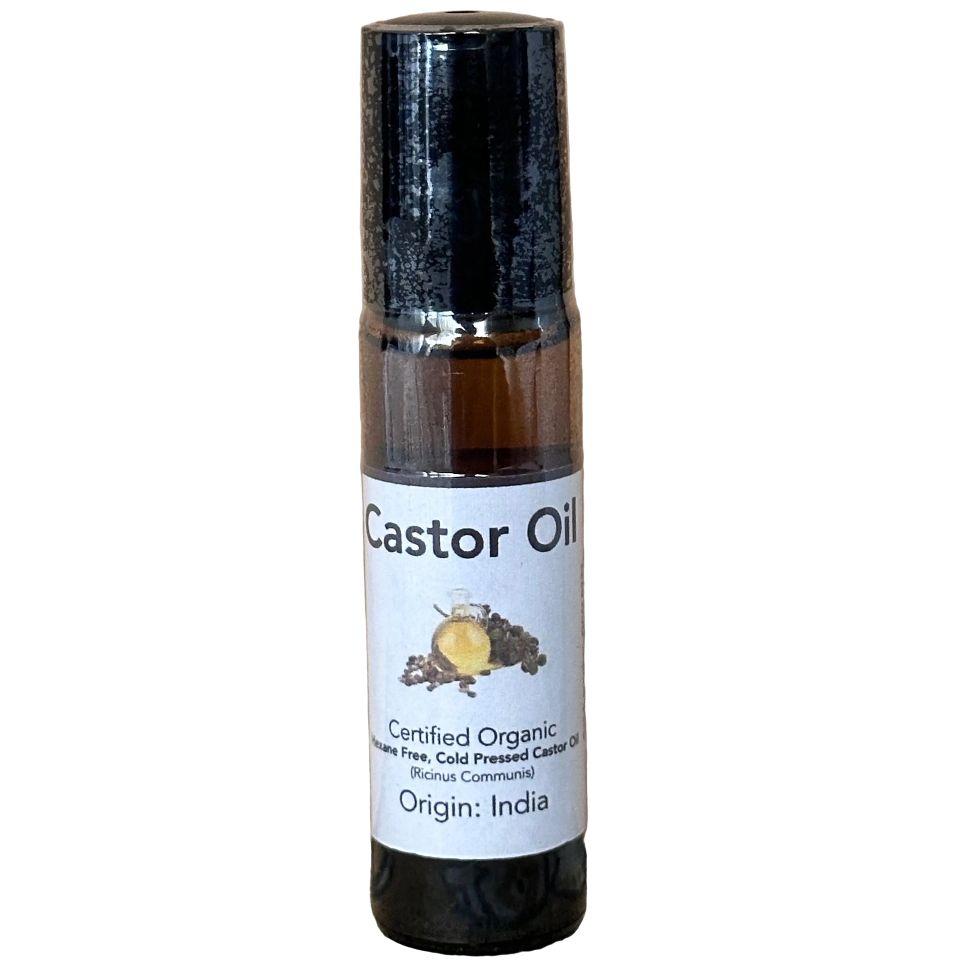 Bottle of organic hexane free castor oil 